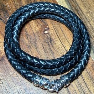 SCOTT KAY Woven Leather Triple Wrap Bracelet with S.S .925 - 8 inches